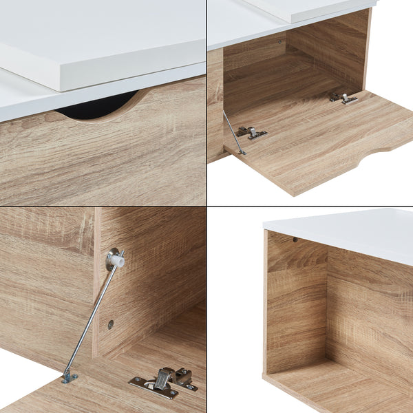 Masuta cu blat extensibil Österåker 100x47,5x40cm PAL efect lemn alb [en.casa]