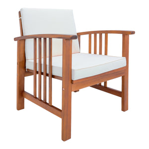 Set masa cu 1 banca si 2 scaune gradina Brissogne lemn efect lemn bej [en.casa]
