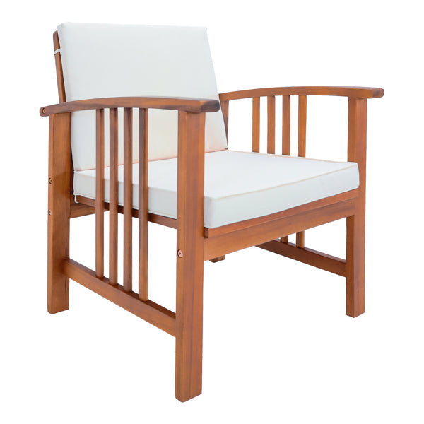 Set masa cu 1 banca si 2 scaune gradina Brissogne lemn efect lemn bej [en.casa]