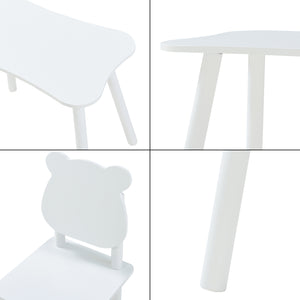Set masa copii cu 2 scaune design ursulet Panjang alb [en.casa]