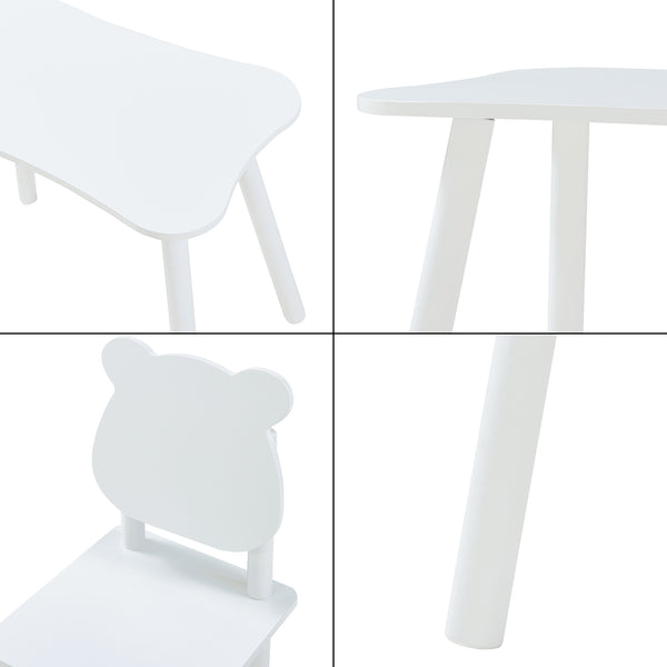 Set masa copii cu 2 scaune design ursulet Panjang alb [en.casa]