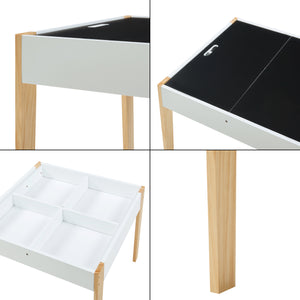 Set masa cu 2 scaune copii si tabla desenat Smedjebacken natur alb negru [en.casa]