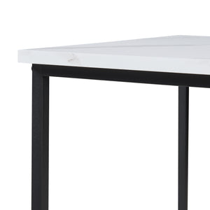 Set 3 masute stivuibile masuri diferite Trollhättan alb marmorat/negru [en.casa]