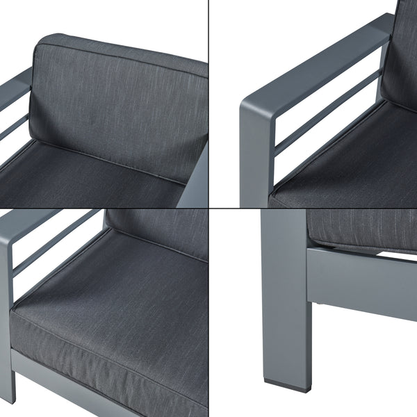 Set masa si fotoliu gradina  Avise aluminiu sticla gri inchis [casa.pro]
