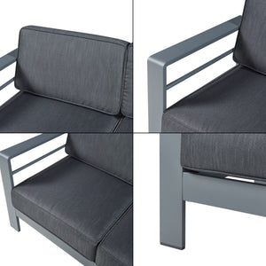Set masa si banca gradina Avise aluminiu sticla gri inchis [casa.pro]