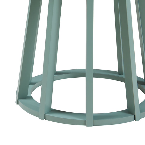 Masuta rotunda Lensuu 48x48 cm efect lemn stejar/verde pastel [en.casa]