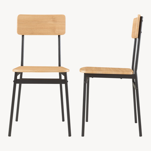 Set masa si 4 scaune Pollenev 110x70x75 cm efect stejar/negru [en.casa]