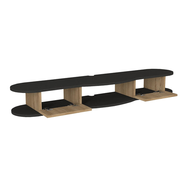 Suport TV de perete Nyskiri 150x35x19 cm antracit/efect lemn stejar [en.casa]