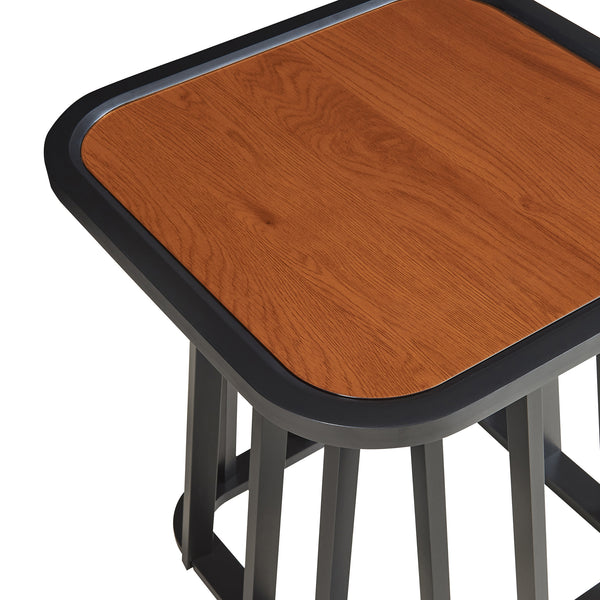 Masuta Burgess 51x51x51 cm negru/efect lemn nuc [en.casa]