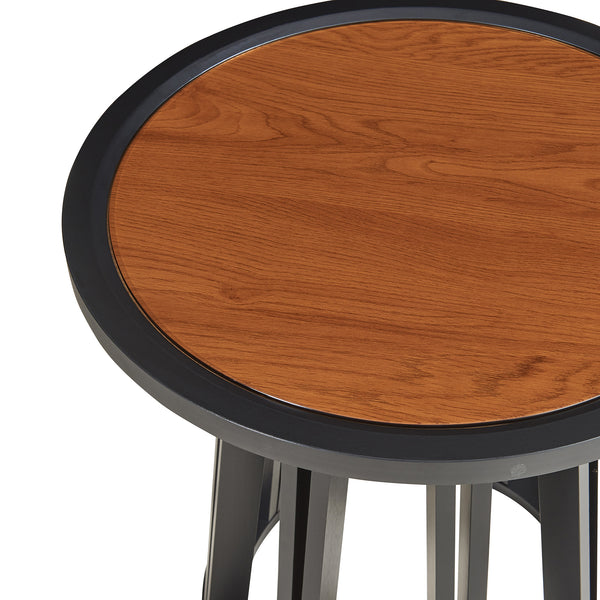 Masuta rotunda Burgess 51x51 cm negru/efect lemn nuc [en.casa]