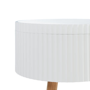 Masuta rotunda cu spatiu depozitare Bongard 48x38 cm alb/natur [en.casa]