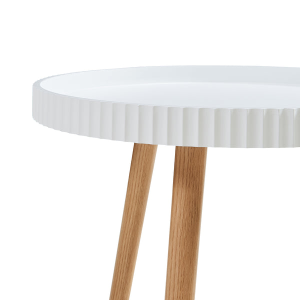 Masuta rotunda Bongard 49x45 cm alb/natur [en.casa]