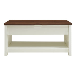 Masa cafea cu blat extesibil si ce se poate ridica Kasama 110x55x54 cm efect lemn nuc/alb [en.casa]