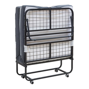 Pat metalic pliabil cu saltea spuma memorie Borjavle 200 x 90 cm negru [en.casa]