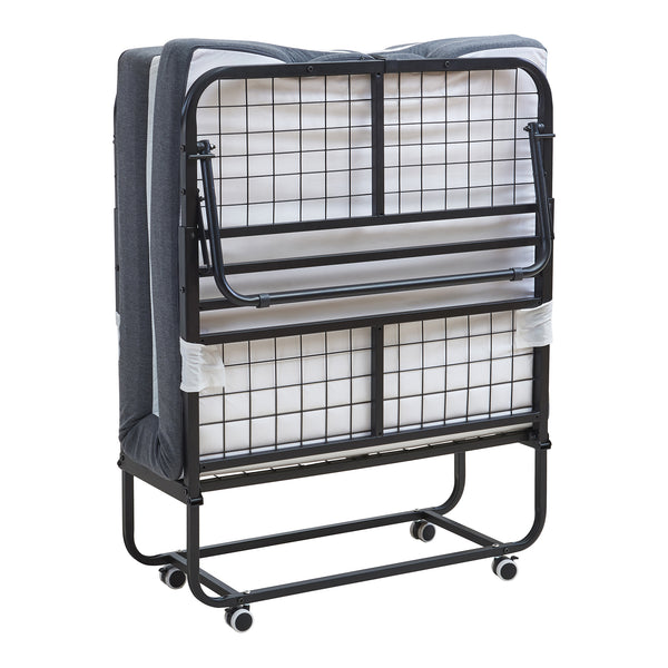 Pat metalic pliabil cu saltea spuma memorie Borjavle 200 x 90 cm negru [en.casa]