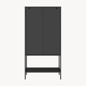 Vitrina Borshavisa 160x80x35 cm otel negru cu 2 usi si 1 raft [en.casa]