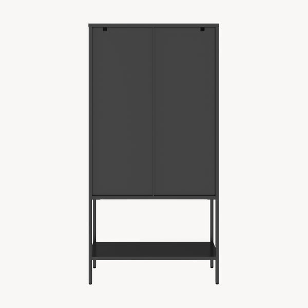 Vitrina Borshavisa 160x80x35 cm otel negru cu 2 usi si 1 raft [en.casa]