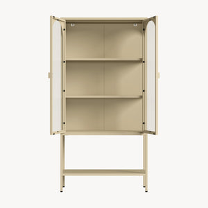 Vitrina cu 2 usi si raft Klippestad 160x80x35 cm camel [en.casa]