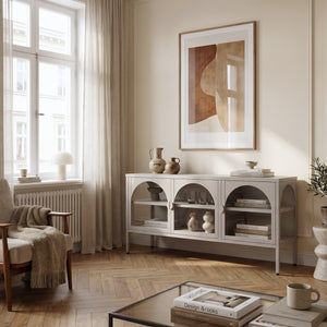 Vitrina cu 3 usi sticla Klippestad 118x35x55 cm gri cald [en.casa]
