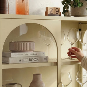 Vitrina cu 2 usi sticla Klippestad 95x80x35 cm camel [en.casa]