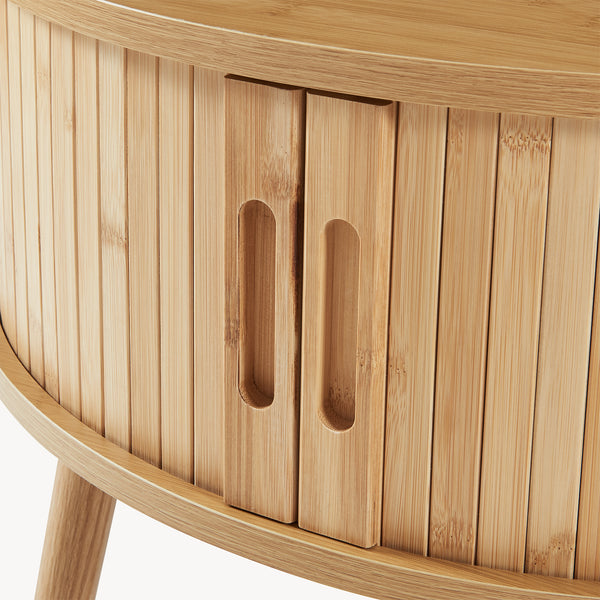 Noptiera rotunda cu usi glisante Nordkapp 45x60 cm bambus natur [en.casa]