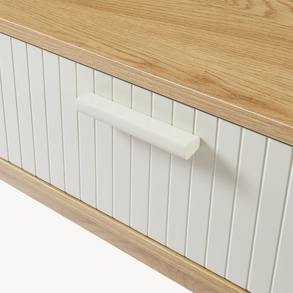 Masa consola cu 2 sertare Ferrersp 100x40x80 cm efect stejar/oatmeal [en.casa]