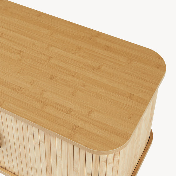 Dulap pantofi - banca cu perna pentru sezut si usi glisante Tvedestrand 50x80x40 cm natur/bej [en.casa]