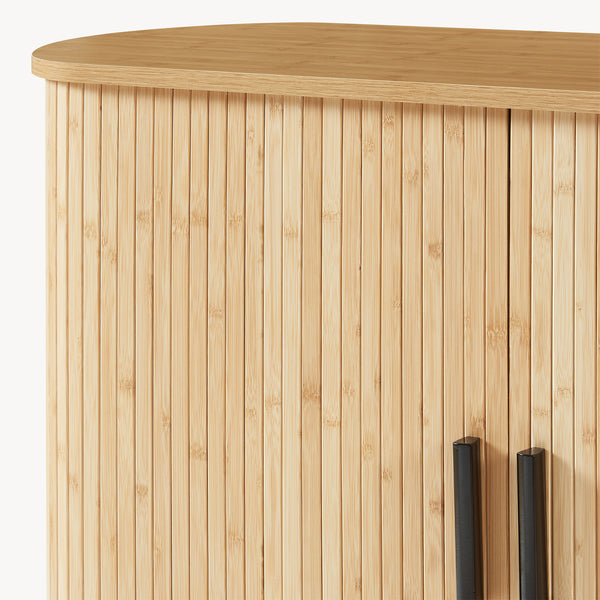 Dulap cu 2 usi glisante pt pantofi Tvedestrand 100x40x80 cm mdf/bambus/metal natur/negru [en.casa]