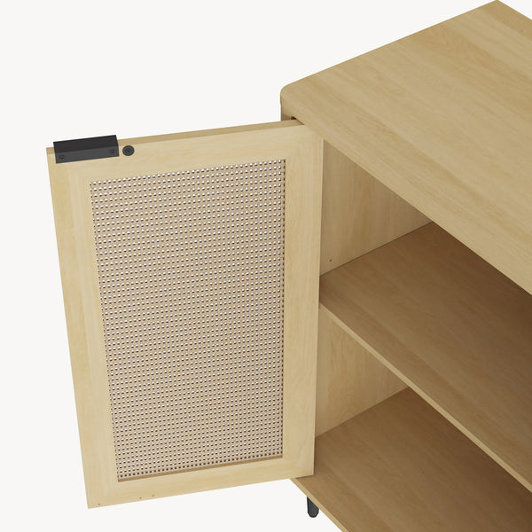 Comoda Lukhomso 83x80x40 cm efect stejar/efect ratan [en.casa]