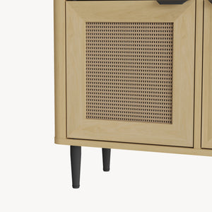 Comoda cu 2 usi si 2 rafturi Lukhomso 85x75x30 cm efect stejar/efect ratan/negru [en.casa]