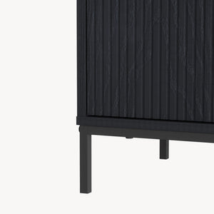 Comoda cu 3 sertare Nykapin 80x80x40 MDF negru structurat [en.casa]