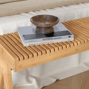 Banca pantofi Lasdarvoo 120x35x45 cm bambus natur [en.casa]