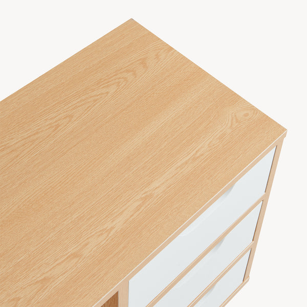 Noptiera Bordkak 55x48x30 cm efect stejar/alb [en.casa]