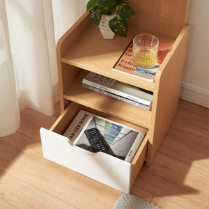 Noptiera Bordkak 75x35x30 cm efect stejar/alb [en.casa]