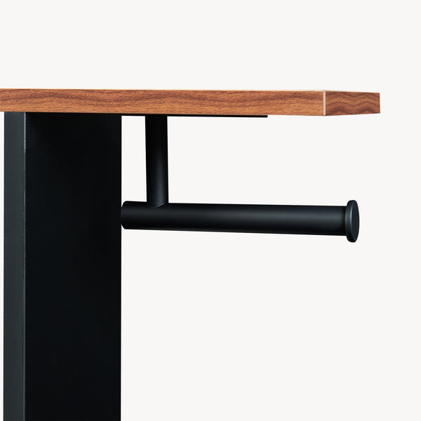 Suport de sine statator pt hartie WC cu 3 compartimente deschise Trond 60x40x16 cm negru/efect lemn nuc [en.casa]