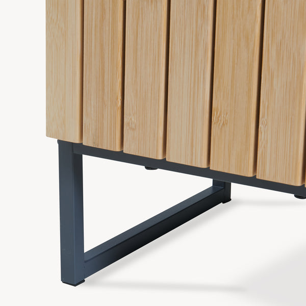 Dulap inalt baie cu front din bambus 2 usi si raft intermediar Svanes 170x30x30 cm gri inchis/natur [en.casa]