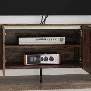 Dulap TV Trorlon 160x40x55 cm aspect nuc/Travertin [en.casa]