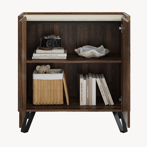 Comodă Trorlon 83x80x40 cm aspect nuc/travertin [en.casa]
