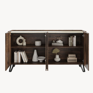 Sideboard Trorlon 160x40x83 cm aspect nuc/travertin [en.casa]