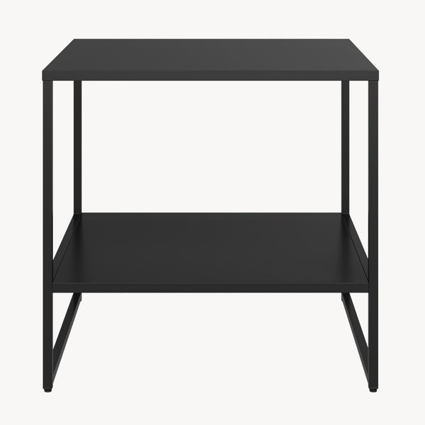 Măsuță laterală Salsnes 53x51x51 cm cu raft oțel negru [en.casa]