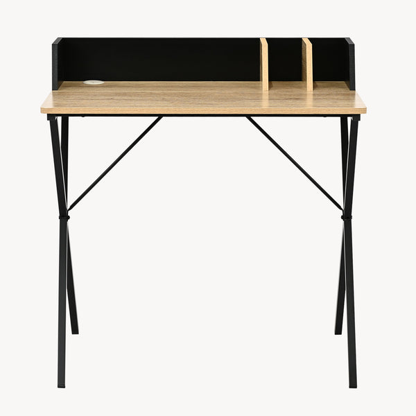 Birou Kappespoo 84x80x50 cm Negru/Aspect stejar [en.casa]