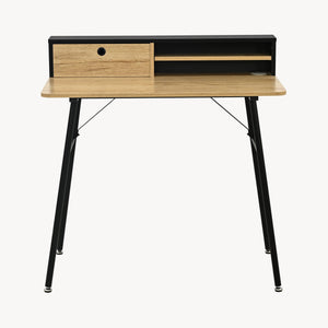 Birou cu sertar Var 93x90x50 cm negru, efect stejar [en.casa] 
