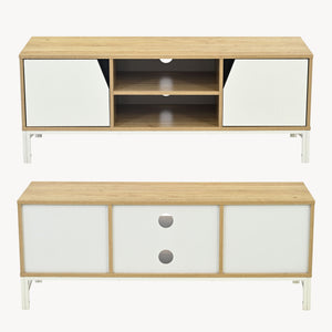 Dulap TV Kerrköndam 120x40x46 cm aspect stejar/alb [en.casa]