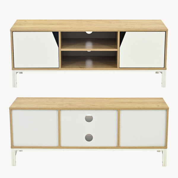 Dulap TV Kerrköndam 120x40x46 cm aspect stejar/alb [en.casa]