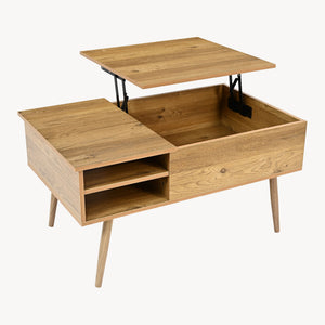 Masă de cafea Vasdabod cu blat rabatabil 96x59x50 cm aspect stejar [en.casa]