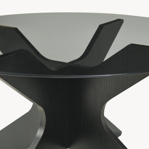 Masă de cafea Imi cu blat de sticlă Ø70x35 cm Negru/Gri [en.casa]