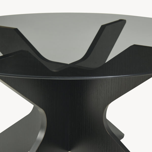 Masă de cafea Imi cu blat de sticlă Ø70x35 cm Negru/Gri [en.casa]