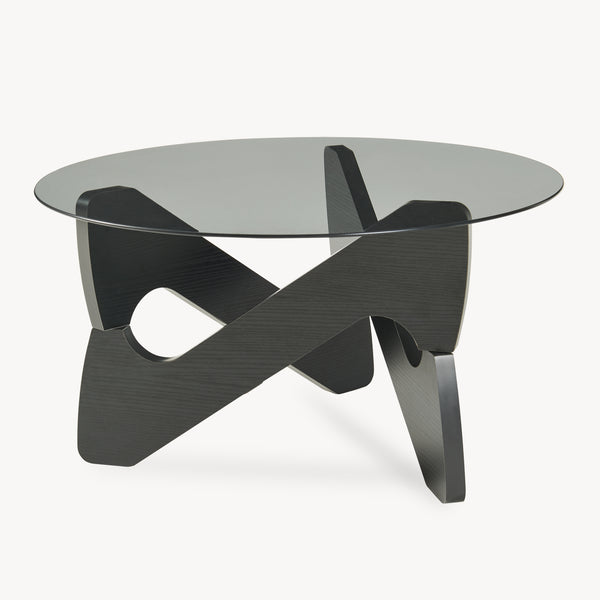 Masă de cafea Reypio Ø70x35 cm Negru/Gri [en.casa]