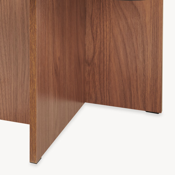 Masă de cafea Benexjö cu blat de sticlă 70x70x36 cm aspect nuc/gri [en.casa]