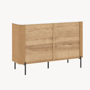 Comodă Kokunse cu 6 sertare 120x42x78 cm aspect stejar [en.casa]